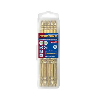 Бита отверточная ПРАКТИКА "Эксперт" двусторонняя PH-2/PZ-2 х 65мм Tin (10шт (036-995)