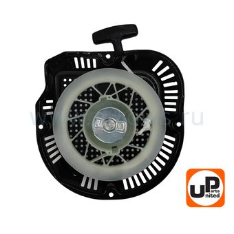 Стартер ручной UNITED PARTS для двигателя LONCIN 188/190/192F, HONDA GX390, плоские метал. собачки, D-образный