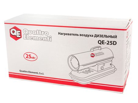 Нагреватель воздуха дизельный прямого нагрева QUATTRO ELEMENTI QE-25D (25кВт, 400 м.куб/ч, бак 20л, 2,2л/ч, 15,7кг) (772-333)