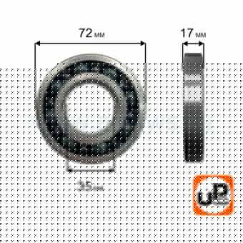 Подшипник шариковый UNITED PARTS 6207 сепаратор металл (открытый)
