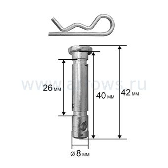 Болт крепления шнека (срезной) UNITED PARTS для снегоотбрасывателя 8х40мм, под шплинт (набор 4шт)