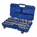 Набор головок торцевых КОБАЛЬТ с трещоткой 3/4", 21 ПРЕДМЕТ (19-50 мм) CR-V, кейс (924-122)