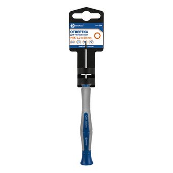 Отвертка для точных работ КОБАЛЬТ Ultra Grip HEX 1.2 х 50 мм, CR-V, двухкомпонентная рукоятка, подвес (245-398)
