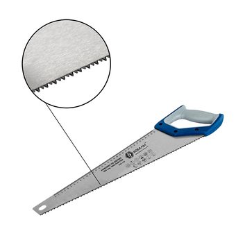 Ножовка по дереву КОБАЛЬТ чистый рез, 450 мм, шаг 3.5 мм (7TPI), закаленные зубья, 3D-заточка, 2-х компонентная рукоятка (246-128)