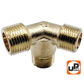 Фитинг-тройник UNITED PARTS для компрессора угловой, резьба внешняя  3/8"×3/8"×1/2"