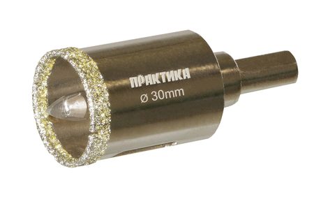 Коронка алмазная ПРАКТИКА "Профи" по керамограниту/керамике  30х70мм, пилотное сверло (1шт) блистер (917-613)