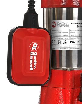 Насос фекальный QUATTRO ELEMENTI Sewage  300F Ci (300 Вт, 9000 л/ч, для грязной, 7 м, 9,0 кг) (910-140)