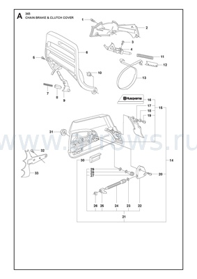 Деталировка Коромысло Husqvarna 2054/2055,254,257,262,RS40/45/51,250R/RX карбюратора (5016683-01)