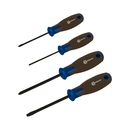 Набор отверток КОБАЛЬТ POLYWOOD, 4 ШТ: РН0, РН2, SL3, SL6, CR-V, древесно-полимерные рукоятки, подвес (912-175)