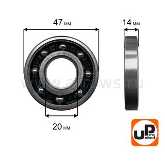 Подшипник шариковый UNITED PARTS 6204-TN9 пластиковый сепаратор (к/вала правый  для TS500/700/800 аналог 95030030540)