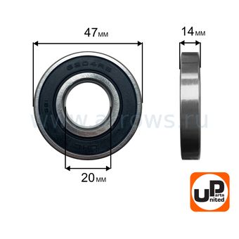 Подшипник шариковый UNITED PARTS 6204-2RS (закрытый)