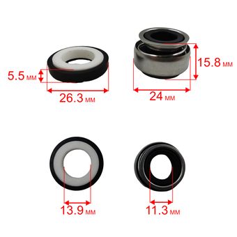 Сальник механический QUATTRO ELEMENTI Automatico 1001 Inox (мех: Ø24мм, Ø12мм, высота 15,5мм) (кер: Ø26мм, Ø14мм, высота 5мм)