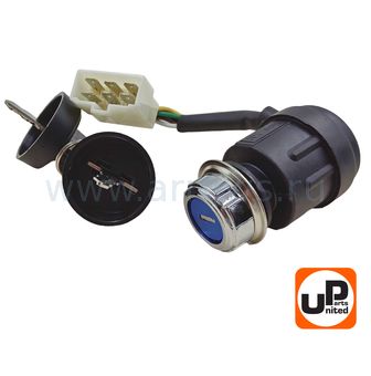 Замок зажигания UNITED PARTS универсальный, с ключом / 6 контактов