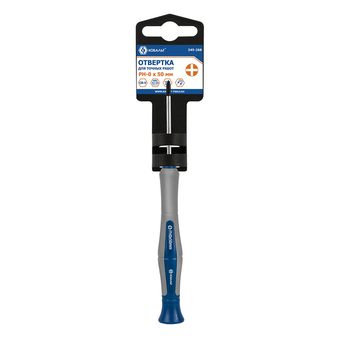 Отвертка для точных работ КОБАЛЬТ Ultra Grip PH 0 х 50 мм, CR-V, двухкомпонентная рукоятка, подвес (245-268)