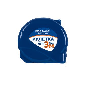 Рулетка КОБАЛЬТ Луч 3м x 16мм, корпус из ABS пластика, мех.стопор, белое мат. покрытие, толщина ленты 0.11 мм (247-309)