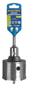 Коронка твердосплавная ПРАКТИКА SDS- Plus ударная 75 мм (1шт.) клипса (773-859)