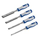 Набор стамесок КОБАЛЬТ плоских: 6, 12, 18, 24 х 140 мм, CR-V, двухкомпонентная рукоятка, 4 ШТ., блистер (245-671)