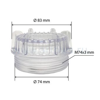 Пробка заливная (крышка) UNITED PARTS Ø74мм, М74х3мм для садовых насосов и насосных станций 1100/1300 Вт