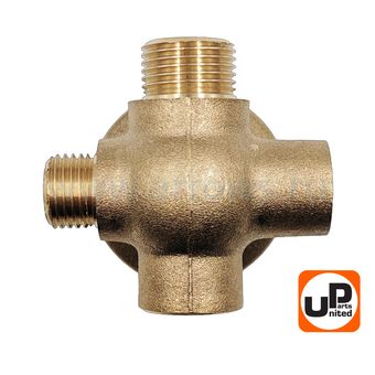 Штуцер UNITED PARTS 5-выводной 1/4"M(реле)×1/4"F(манометр)×1/4"F(пробка)×1"F(фланец)×3/8"M(шланг)