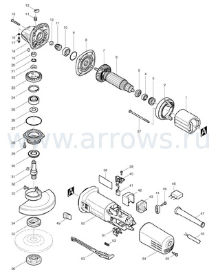 Деталировка Якорь MAKITA 9558NB --> 90-0387