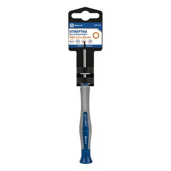 Отвертка для точных работ КОБАЛЬТ Ultra Grip HEX 1.5 х 50 мм, CR-V, двухкомпонентная рукоятка, подвес (245-411)