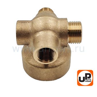 Штуцер UNITED PARTS 5-выводной 1/4"M(реле)×1/4"F(манометр)×1/4"F(пробка)×1"F(фланец)×3/8"M(шланг)
