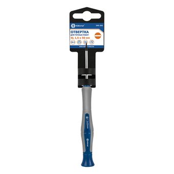 Отвертка для точных работ КОБАЛЬТ Ultra Grip SL 1.5 х 50 мм, CR-V, двухкомпонентная рукоятка, подвес (245-282)