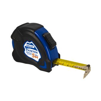 Рулетка КОБАЛЬТ Комфорт 5м x 25мм обрезиненный корпус, автостоп, магн.крючок, мат. покрытие ленты, толщина ленты 0.13 мм (646-799)