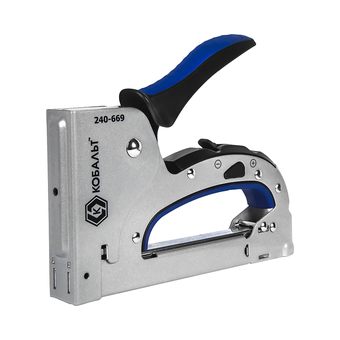 Степлер механический КОБАЛЬТ скобы 4-14мм, тип 53, цел/мет. корпус, рег.удара, прорез. рук-ка, индикатор перезарядки (240-669)