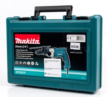 Дрель сетевая ударная MAKITA HP2051F (720Вт, 0-1200/0-2900 об. мин, быстрозажимной патрон, подсветка, кейс)