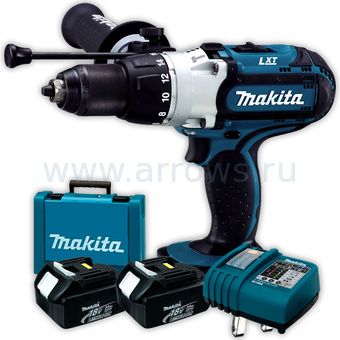 Дрель аккумуляторная ударная MAKITA DHP451RFE (18V, 80Hм, 2акб 3Ач, кейс)