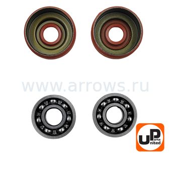 Подшипник коленвала UNITED PARTS 6201 для HUSQVARNA 137/142, PART 351 с сальником (аналог 5300563-63) комплект 2шт