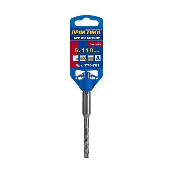 Бур SDS-plus ПРАКТИКА   6 х  50/110 мм, Х-тип серия "Эксперт" по бетону (775-761)