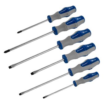 Набор отверток КОБАЛЬТ Ultra Grip, 6 ШТ: РН1, РН2, SL4, SL5, SL6, SL7, CR-V, блистер (646-669)