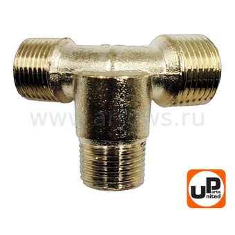 Фитинг-тройник UNITED PARTS для компрессора угловой, резьба внешняя  3/8"×3/8"×1/2"