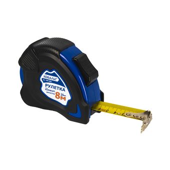 Рулетка КОБАЛЬТ Комфорт 8м x 25мм обрезиненный корпус, автостоп, магн.крючок, мат. покрытие ленты, толщина ленты 0.13 мм (646-805)