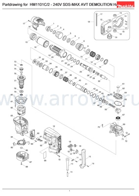 Деталировка Прокладка картера MAKITA HM1111C (424312-1)