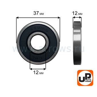 Подшипник шариковый UNITED PARTS 6301-2RS (закрытый)