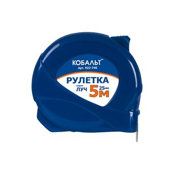 Рулетка КОБАЛЬТ Луч 5м x 25мм, корпус из ABS пластика, мех.стопор, белое мат. покрытие, толщина ленты 0.11 мм (922-746)