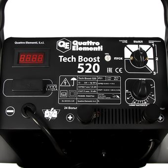 Пуско-зарядное устройство QUATTRO ELEMENTI Tech Boost 520 ( 12 / 24 Вольт, заряд до 75А, пуск до 450 А, таймер, 26 кг)