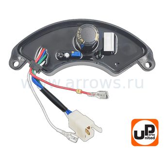 Регулятор напряжения AVR UNITED PARTS для генератора 6,5кВт (1 фазный) (полукруглый) (провода 4+2)