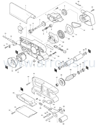 Деталировка Корпус MAKITA 9910/9911 левая половинка (150958-4)