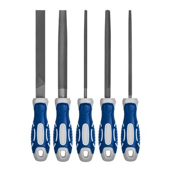 Набор напильников КОБАЛЬТ насечка №2, длина рабочая/общая 135/260, 2-х компонентные рукоятки, 5 ШТУК, блистер (247-736)