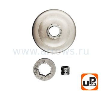 Чашка сцепления UNITED PARTS 3/8"-7 для HUSQVARNA 235/236/240, PART 350/351 с подшипником (аналог 5300470-61, Oregon 106114)