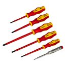 Набор отверток КОБАЛЬТ диэлектрических Ultra Grip, 6 ШТ: РН1, РН2, РН3, SL4, SL5.5, индикаторная отвёртка, CR-V, коробка (646-522)