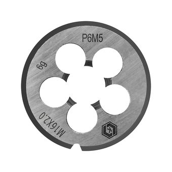 Плашка по металлу КОБАЛЬТ ручная, М16 х 2 мм, правая, точность 6g, быстрорежущая сталь Р6М5, пластиковая туба, блистер (926-041)