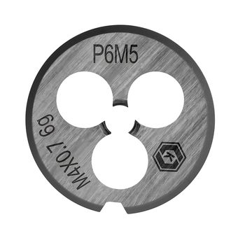 Плашка по металлу КОБАЛЬТ ручная, М4 х 0.7 мм, правая, точность 6g, быстрорежущая сталь Р6М5, пластиковая туба, блистер (925-952)