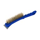 Кордщетка ручная КОБАЛЬТ 4-рядная, стальная, латунированная, 290 мм, СО СКРЕБКОМ, пластиковая рукоятка (925-013)