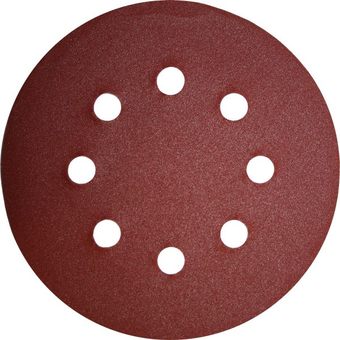 Круги шлифовальные на липкой основе ПРАКТИКА 8 отверстий, 125 мм P240 (5шт) картонный подвес (031-532)