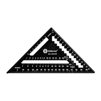 Угольник КОБАЛЬТ столярный многофункциональный, 177 мм, толщина 4,3 мм, алюминиевый, анодированное покр-е, метрическая шкала (916-547)